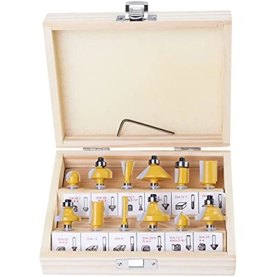 Image de Faankiton 12 PCS 6.35mm 1/4 &#039;&#039; Tige Carbure De Tungstène Pointe Routeur Bit Set, Fraises Défonceuse Pour La Maison &amp; Bricolage, avec Clé