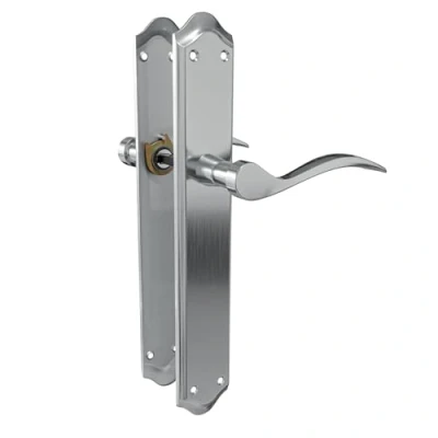 Image de Amig Jeu de poignées avec plaque pour porte Poignée serrure à clé Mod. BETA PB85 Acier 256 x 48 mm Carré 8 Laitonné mat