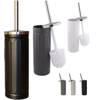 Image de Sans Marque Brosse WC Noir Blanc Gris Métal de toilette WC, Plastique, Weiß