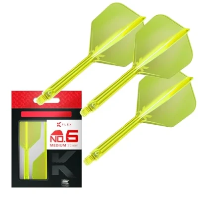 Image de Target Darts K Flex Integrated Dart Flight And Shaft, No.6 Jaune (moyen) Pack de 3 fléchettes No 6, 2 en 1 moulé avec précision et tige fléchette Accessoires professionnel