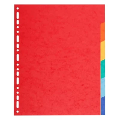 Image de Exacompta Réf. 2006E Carton de 50 Intercalaires en carte coloris vifs recyclée 220g/m2 avec 6 onglets neutres Format à classer A4 Dimensions 22,5 x 29,7 cm