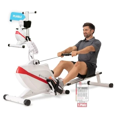 Image de SportPlus Rameur à Domicile Pliable, système de freinage magnétique Silencieux, 8 Niveaux résistance, Masse d&#039;inertie kg, Certifié par Le TÜV SÜD