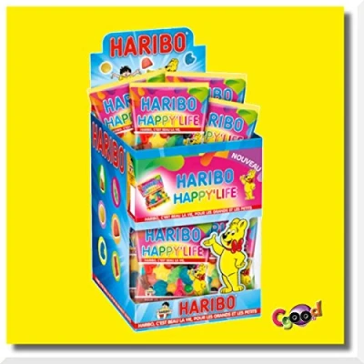 Image de HARIBO Happy Life Assortiment de Bonbons Gélifiés Prêt à Vendre 30 Sachets 40g total 1,2kgs