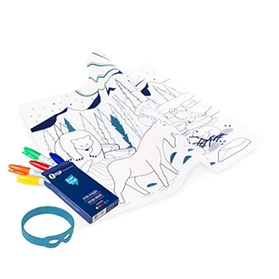 Image de SUPER PETIT Set De Table À Colorier Boreal 5 Feutres Et Bracelet Fournis Facile à Nettoyer Réutilisable Antibactérien Partir 3 Ans
