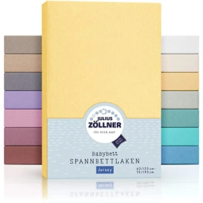 Image de Julius Zöllner Drap Housse en Jersey pour lit bébé et d&#039;enfant, 100% de Coton, certifié Oeko Tex Standard 100, Dimensions : 60 x 120 cm / 70 140 cm, 1 pièce, Banana