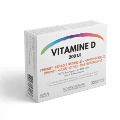 Image de Vitamine D 200 UI Complément Alimentaire dérivée du Lichen Cure 1 mois / 30 gélules (1/j) Fabriqué en France