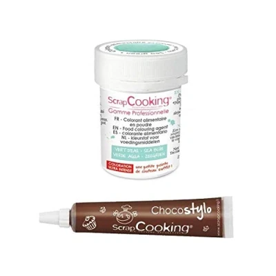 Image de Stylo chocolat + Colorant alimentaire en poudre vert d&#039;eau