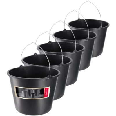 Image de KADAX Seau de Chantier, 12l, à mortier en Plastique, Eau pour Le Jardin, Noir, Ciment Stable, mortier, plâtre, maçon (5)