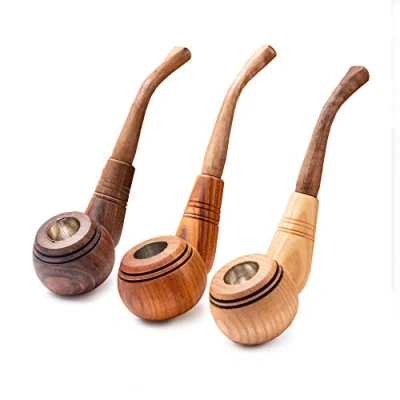 Image de Dr. Watson Pipes à tabac, Ensemble de 3, Forme classique, Fabriquées la main en bois naturel