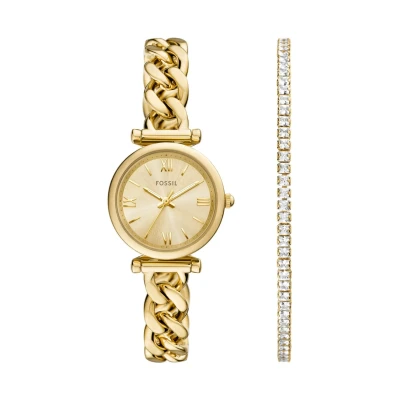 Image de Fossil Carlie Montre pour Femmes, Mouvement à Quartz, Bracelet en Acier Inoxydable ou Cuir