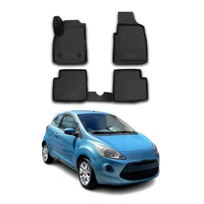Image de Tapis de Sol Compatible avec Ford Ka 2008 2016 Caoutchouc TPE Noir 4X