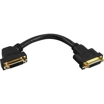 Image de InLine® DVI I Adapterkabel, 24+5 Femelle vers Femelle, zum Einbau, Contact or, 0,2m