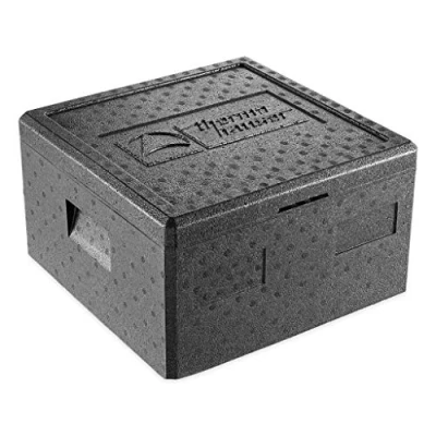 Image de thermohauser Boîte isotherme en polypropylène expansé Pour pizza Noir Avec couvercle 21,5 l 41 x 23,5 cm service de livraison