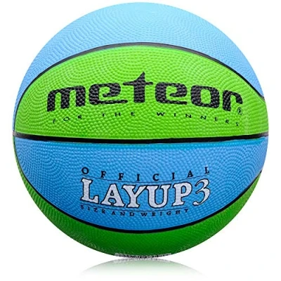 Image de meteor® Mini Ballon de Basket, Taille 4, idéal pour Les Mains des Enfants 5 à 10 Ans et la Formation au Basket Ball, Souple, avec Surface adhérente, Bleu, Vert Rouge