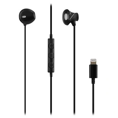 Image de T’NB Ecouteurs Filaires, Connecteur Lightning, Semi Intra Auriculaire, Son Stéréo, Microphone Intégré, Casque Compatible pour Apple iPhone/iPad, Certifiés MFI Noir