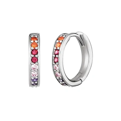 Image de Engelsrufer ERE WARM ZIM CR 21 Boucles d&#039;oreilles créoles en Argent sterling avec zircones multicolores, taille unique, sterling, Zircone cubique