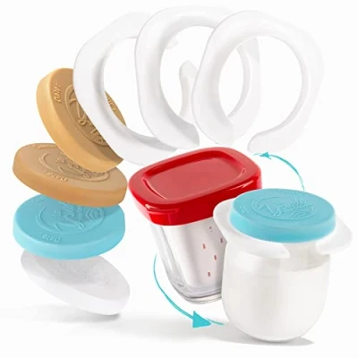 Image de 12 Adaptateurs SEB MULTIDELICES + 18 Couvercles pour Rendre Compatible Vos Pots de Yaourt en Verre Type la laitière avec Votre yaourtière Feutre Offert