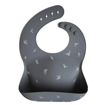 Image de mushie Bavoir Bébé en Silicone Bavoirs Imperméables Réglables Faciles à Essuyer 4 Tailles Avec Poches Avant Profondes 100% Sans BPA et Phtalate Seagull Cadet