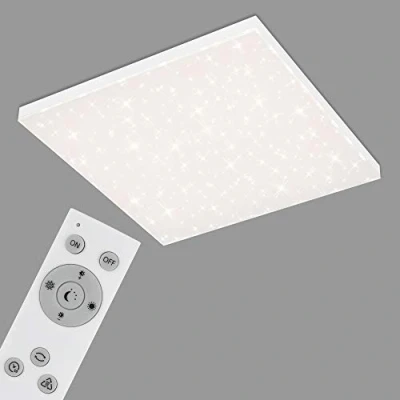 Image de BRILONER Leuchten Panneau LED, plafonnier à gradation, avec bord lumineux, décor étoilé, contrôle de la température couleur, 38 Watts, 3 800 lumens, blanc, 595x595x69mm (Lxlxh)
