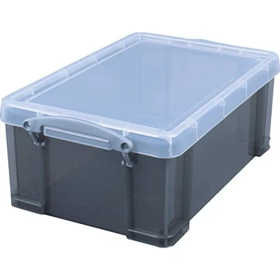 Image de Really Useful, Boîte de rangement en plastique avec couvercle et poignées Anthracite 9 l, Smoke