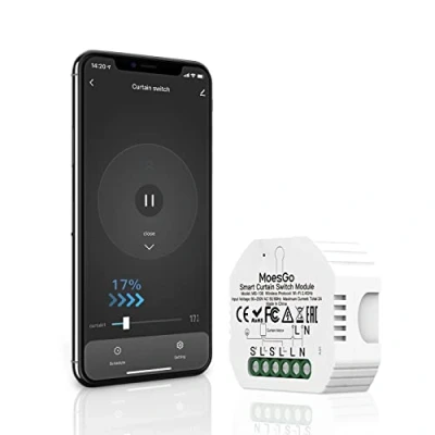 Image de MoesGo Interrupteur Volet Roulant Connecté, Connecté WiFi Commutateur Rideau Stores avec Alexa Google Home Smart Life Tuya pour Commande Vocale