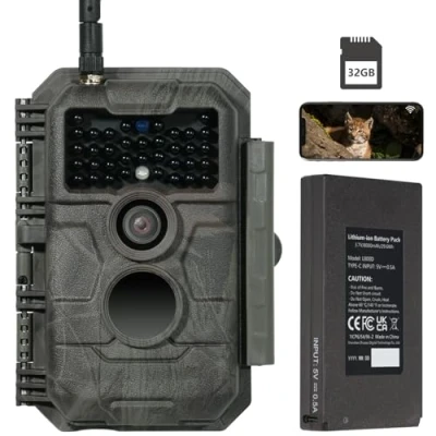 Image de GardePro E6P Max Caméra de Chasse, WiFi, Batterie Rechargeable 8000 mAh, Carte SD Intégrée, 64MP 1296P, E6PMB No Glow Infrarouge Vision Nocturne, Champ Large 110