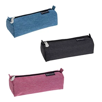 Image de Exacompta Réf. 52780E 1 trousse ronde Denim 500 fabriquée en polyester extra résistant entièrement doublé avec un fond plat couleurs aléatoires bleu jean, noir ou rose jean