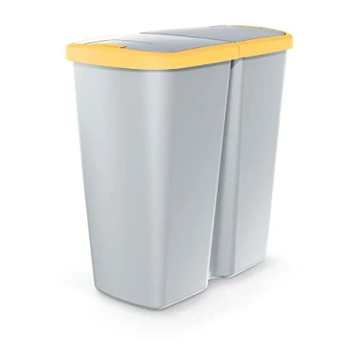 Image de KEDEN Poubelle avec 2 couvercles indépendants 45L Compacta Q duo 48X28X51 cm