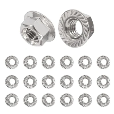 Image de QIMEI SHOP Écrous à Bride M6 Écrou Frein en Acier Inoxydable de Blocage Hexagonal avec Dentelée Conforme Norme DIN 6923 20 Pièces