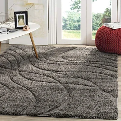 Image de Safavieh shag Naples Grand Tapis de Salon rectangulaire pour Une Utilisation en intérieur, Polypropylène, Gris, 120 X 180 cm
