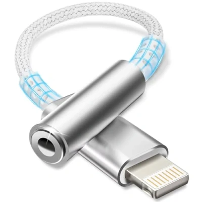 Image de Esiposs Adaptateur Lightning Jack 3, 5 mm i Phone [Certifié MFi] Ecouteur Compatible avec 14/13/12/11/X/8/Pad/i OS, Blanc Argenté