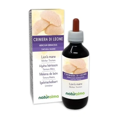 Image de Hydne hérisson ou Crinière de lion (Hericium erinaceus) champignon Teinture Mère sans alcool Naturalma Extrait liquide gouttes 200 ml Complément alimentaire Végétalien végan