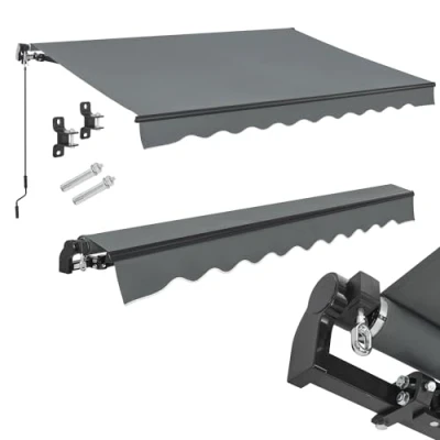 Image de Juskys Store 300 x 250 cm ombrage terrasse et Balcon banne avec manivelle Support Protection Solaire pour articulé Gris