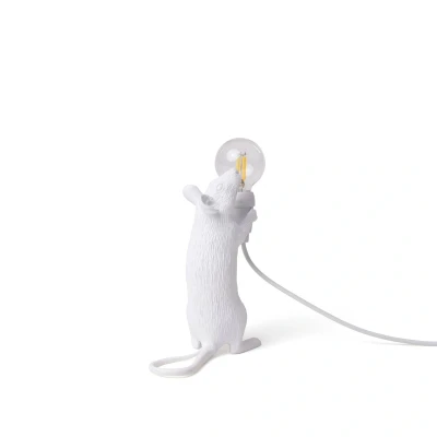 Image de Lampe SELETTI Souris sur Pied Blanc Résine LED Contemporain Design