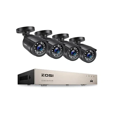 Image de ZOSI H.265+ 8CH 5MP Lite DVR Enregistreur Vidéo Numérique avec 4X Caméra de Surveillance 2MP, Détection Mouvement et Notifications Push Vision Nocturne 80ft App Gratuite San Disque Dur