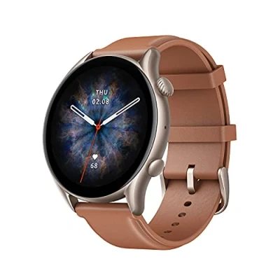 Image de Amazfit GTR 3 Pro 3,68 cm (1.45 ) AMOLED 46 mm Numérique 480 x pixels Écran tactile Marron Wifi GPS (satellite) Neuf