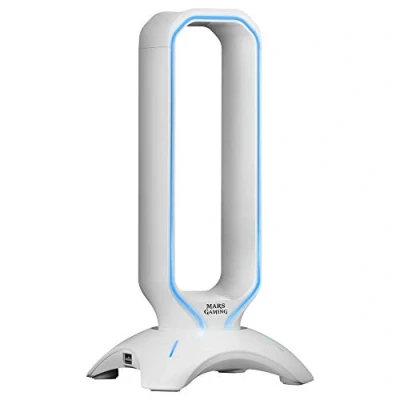 Image de Mars Gaming MHHXW, Support Pour Casque Gaming, RGB Flow, 2x USB 2.0, Blanc