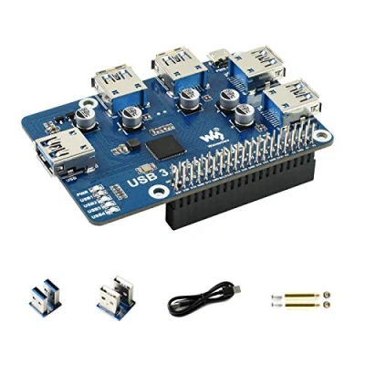 Image de IBest USB 3.2 Gen1 HUB Hat Purpose Made for Raspberry Pi 4,Compatible with 3 B+ B 2B Zero W WH,4X Ports,Compatible 3.0/2.0/1.1,Driver Free
