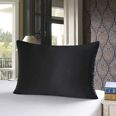 Image de TOWNSSILK Taie d&#039;oreiller 100% Soie Naturelle de mûrier pour Les Cheveux et la Peau 19 mm des Deux côtés 1 unité, Soie,Noir, Standard 40x80cm