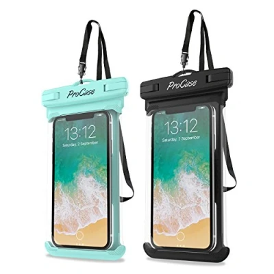 Image de Procase 2 Pochettes Étanches Téléphone Certifiée IPX8, Housse Étanche Universel pour Jusqu&#039;à 7 Pouces, iPhone 15/14/13/12/11 Mini Plus Pro Max XS XR, Samsung A14, A23, A33, Xiaomi Redmi
