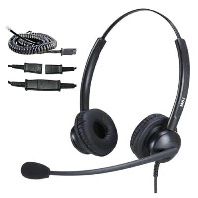 Image de MKJ Casque téléphonique avec Microphone antibruit Core RJ9 pour téléphone Fixe, Compatible Cisco CP 7821 7841 7941 7945 7925 7962 7965G 8811 8845 8945 9951 9971