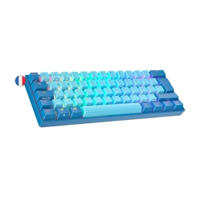 Image de Ranked S60 Supernova Clavier Mécanique de Jeu 60% Hot Swap Gaming Keyboard 62 Touches Programmables RGB LED Mac, PC Windows AZERTY Français (Bleu, Gateron Optical Red)