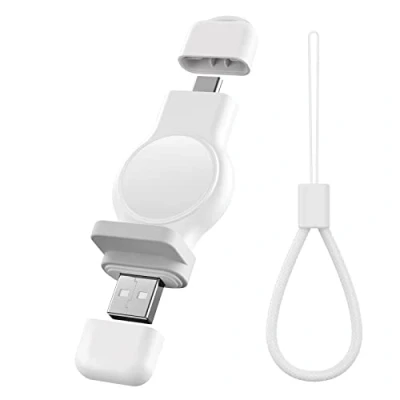 Image de USB A &amp; C Chargeur sans Fil pour Apple Watch Portable iWatch Charger, Travel Cordless Charger with Light Weight Magnetic Quick Charge for Series 7/6/5/4/3/2/1/SE (White)