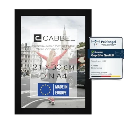 Image de CABBEL Lot de 1 cadre photo A4 21x30 en bois MDF noir avec verre plexi incassable/moderne