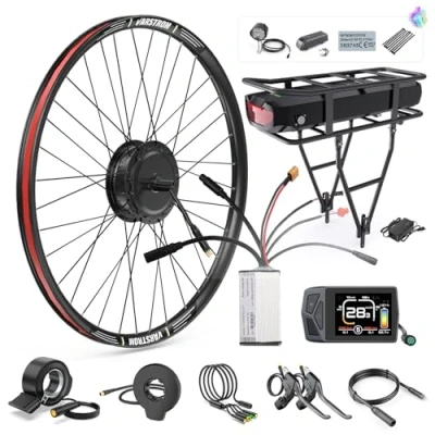 Image de Bafang Kit Ebike Roue Avant 48V 500W, Hub Front Moteur avec Batterie Optionnelle et Écran LCD pour Vélo 26&quot; 28&quot; 29&quot; 700C, E Bike de Conversion Version Frein à Disque Old 100 MM