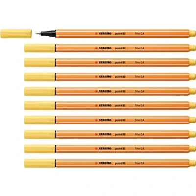 Image de Stylo feutre pointe fine STABILO point 88 Lot x 10 stylos jaune clair (23)