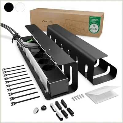 Image de UNITURE® [Lot de 2] Passe Cache câble Bureau pour Une Gestion des Management Support Range avec Montage Facile 2 x 40 cm Guide goulotte Cable à Domicile (Noir)