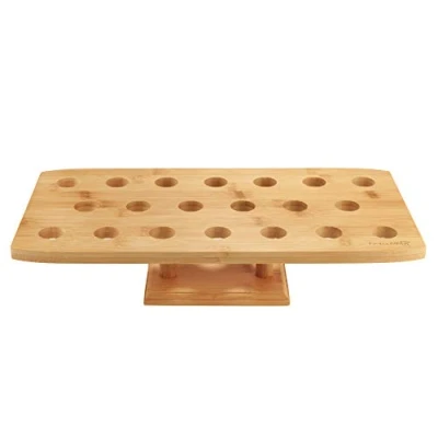 Image de BambooMN Support de présentation en Forme cône glace bambou, 6 styles au choix : rectangulaire, vague ou marche droite 1.3, 10 pièces 16.3&quot; x 8&quot; 3.75&quot; rectangulaire large.
