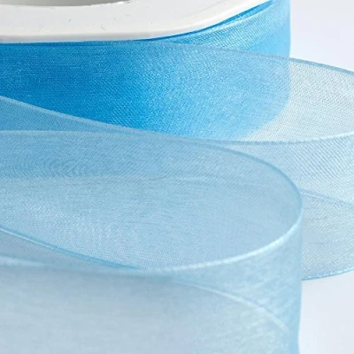 Image de Italian Options Ruban en mousseline de soie Bleu 7 mm x 50 m