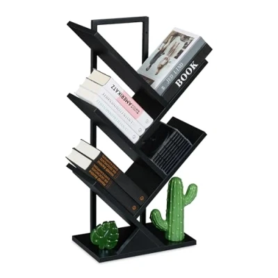 Image de Relaxdays Petite bibliothèque prenant la Forme d&#039;un Arbre, Plusieurs Branches, H x L P : 71 40 21,5 cm, Noire